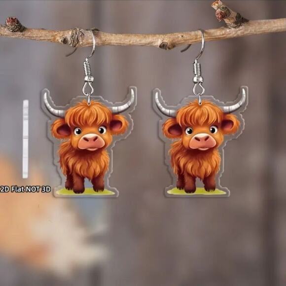 Cute Cow Earrings Acrylic Dangle Choose Your Design - Picture 7 of 10